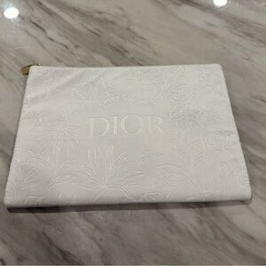 Dior Ivory Embossed Floral Clutch/ beauty bag